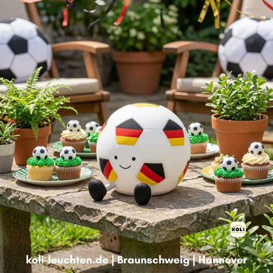 Akku-Tischleuchte Fußball schwarz-rot-gold