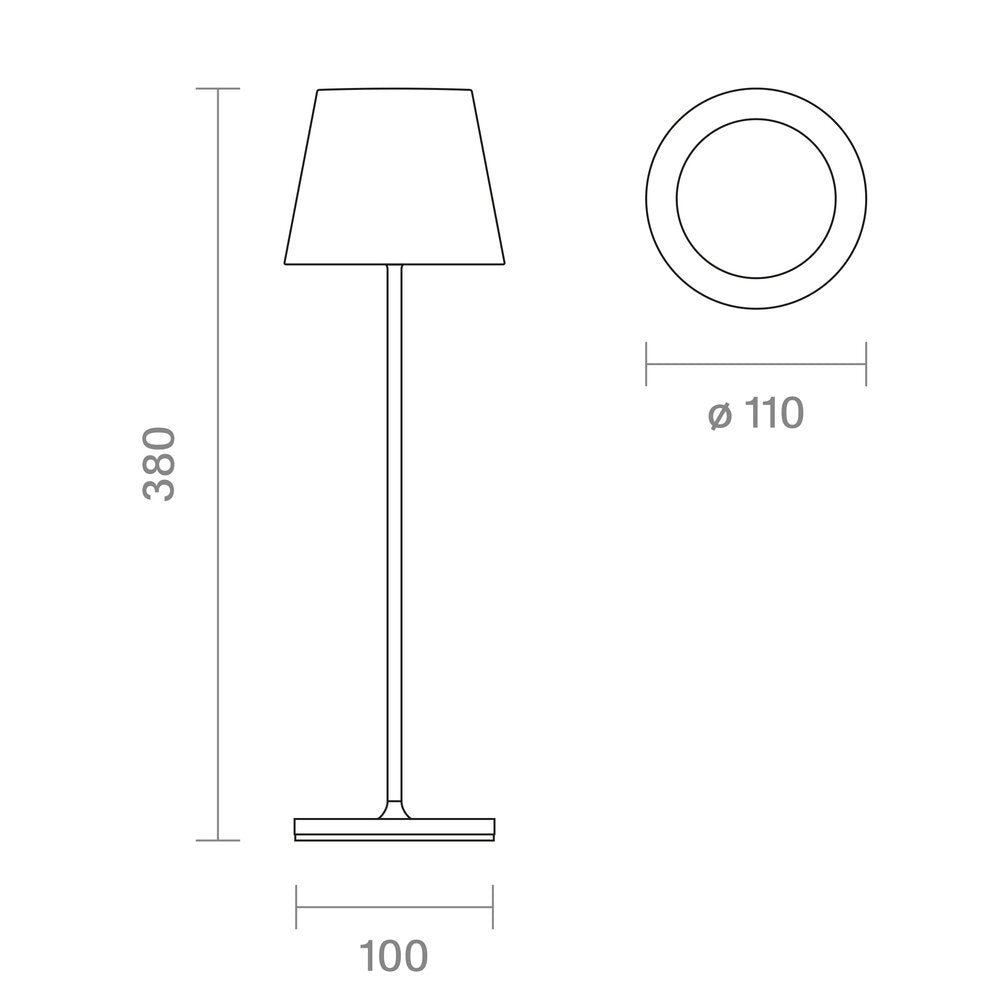 Sigor Nuindie Tischleuchte Maßzeichnung 380 mm