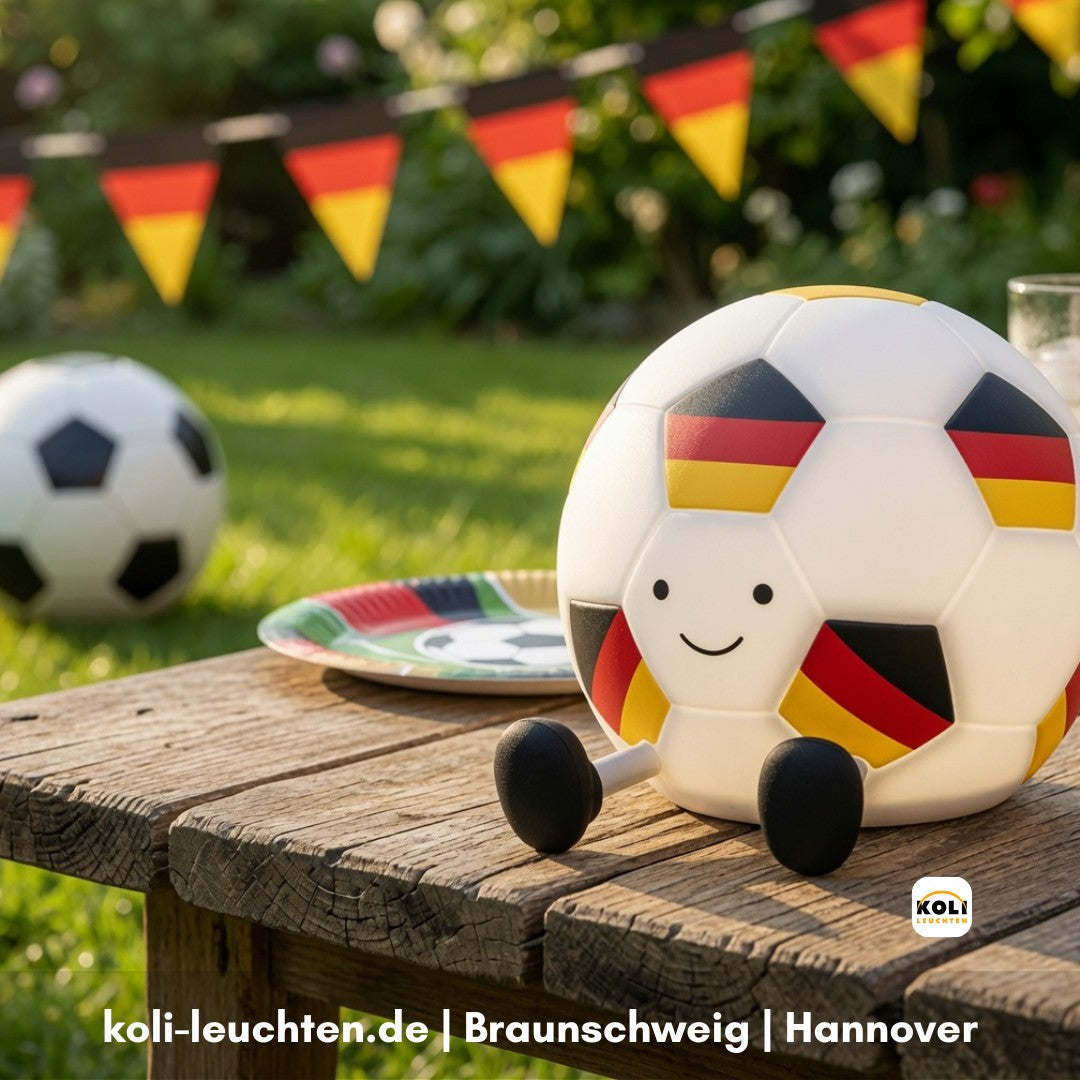 Akku-Tischleuchte Fußball schwarz-rot-gold