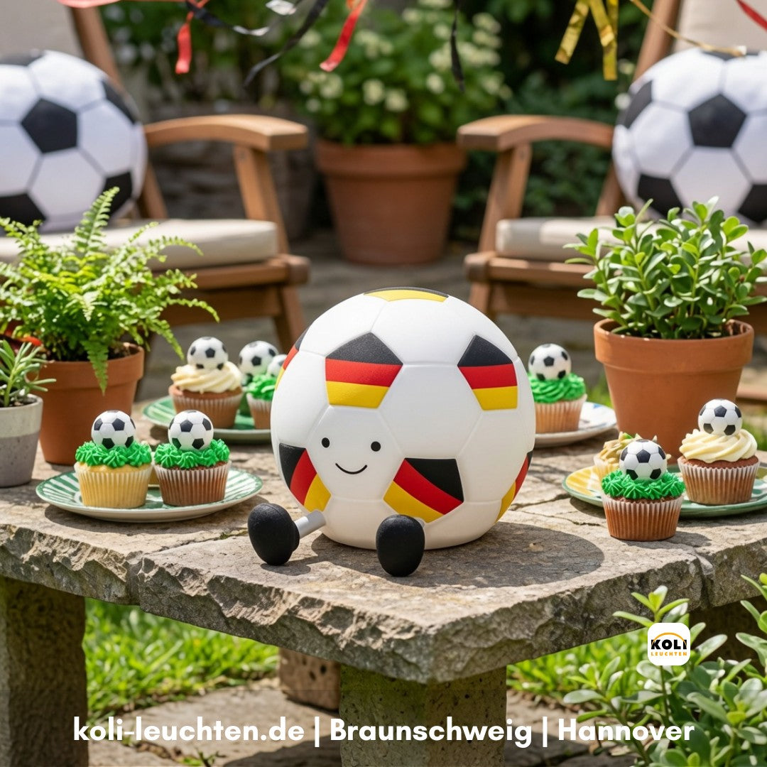 Akku-Tischleuchte Fußball schwarz-rot-gold