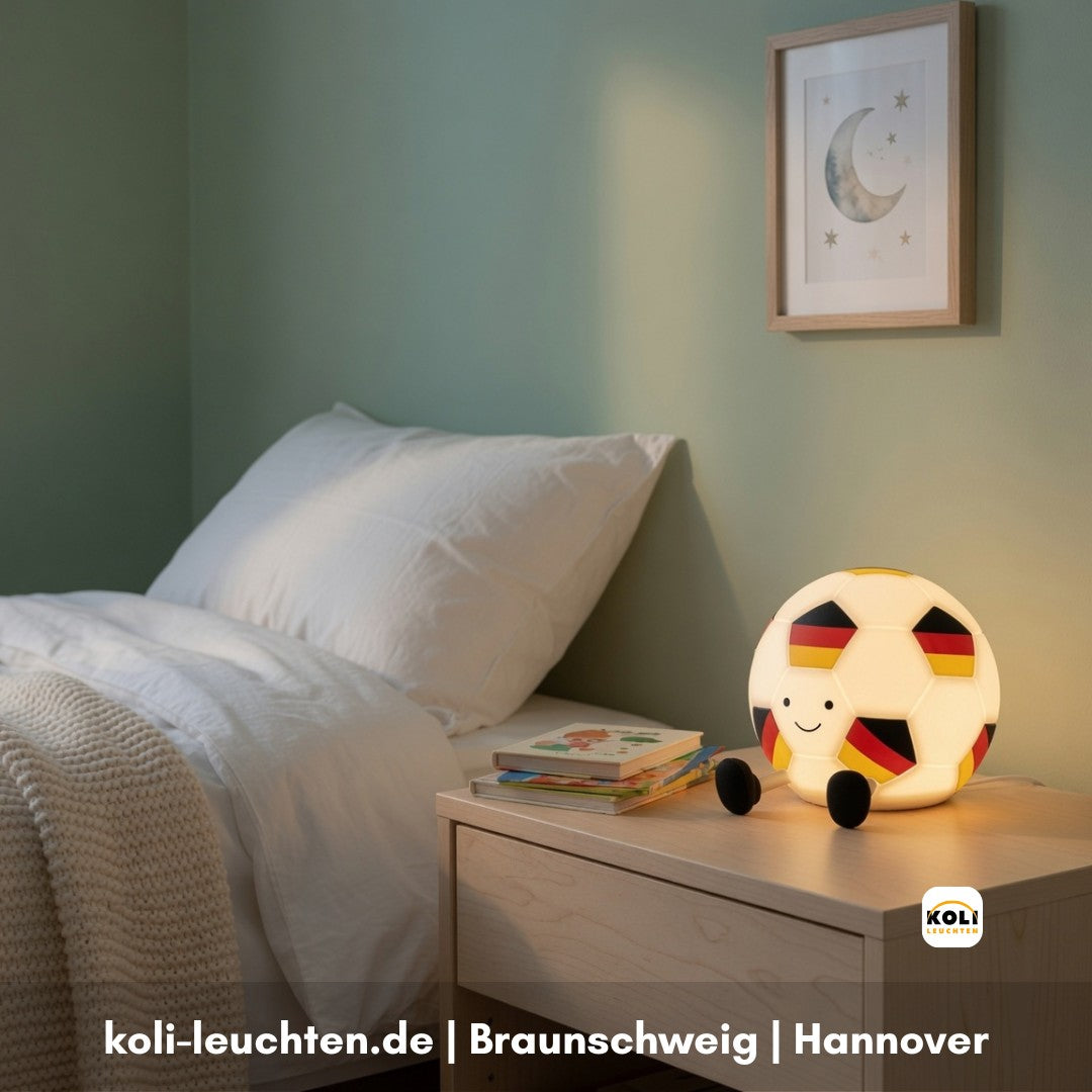 Akku-Tischleuchte Fußball schwarz-rot-gold