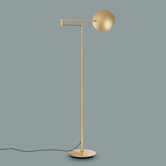 Holtkötter Lector Eloxal Messing – Stehleuchte mit schwenkbarem Lesearm, 3.500 Lumen