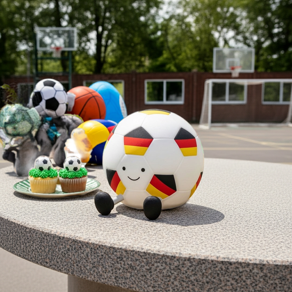 Akku-Tischleuchte Fußball schwarz-rot-gold